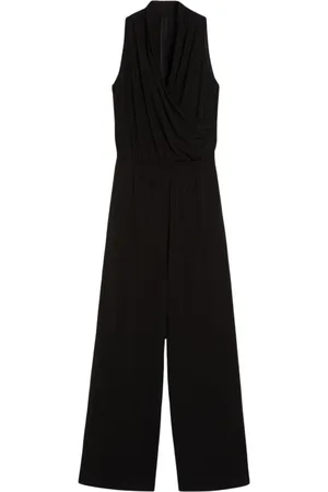 Max Mara Jumpsuits & Playsuits, Dam, S, Svart Jersey Jumpsuit med Draperade Detaljer