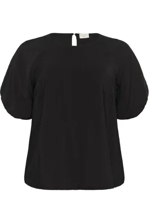 Kaffe Blusar & Skjortor , Dam, 2Xl, Nylon, Feminin Svart Djup Blus
