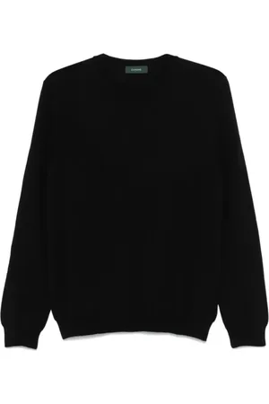 ZANONE Stickade tröjor & koftor, Herr, 3Xl, Svart tröja med rund hals