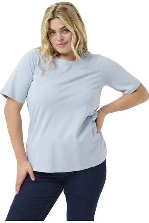Kaffe Topp, Dam, S, Mjuk Chambray Tee med Similisten