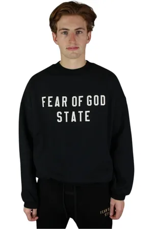 FEAR OF GOD Sweatshirts & Hoodies, Herr, 2Xl, Jute, Svart Heavy Fleece Crewneck