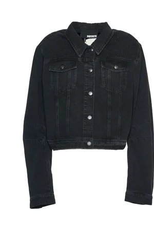 ROTATE Jacka, Dam, M, Denim, Mörkgrå Denimjacka med Gnistrande Prydnader