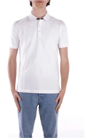 FAY Topp, Herr, 2Xl, Bomull, Vit Logo Front Button Polo