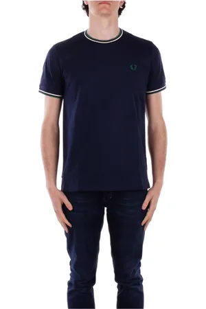 Fred Perry Topp, Herr, M, Bomull, Blå Logo T-shirt och Polo