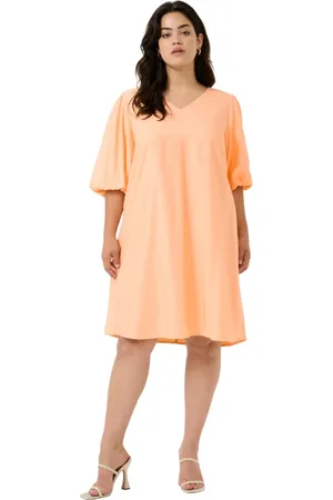 Kaffe Klänning, Dam, 7Xl, Nylon, Enkel A-linje Klänning Peach Nectar