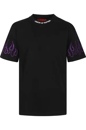 Vision Of Super Topp, Herr, XL, Svart Flamma Logo T-shirt
