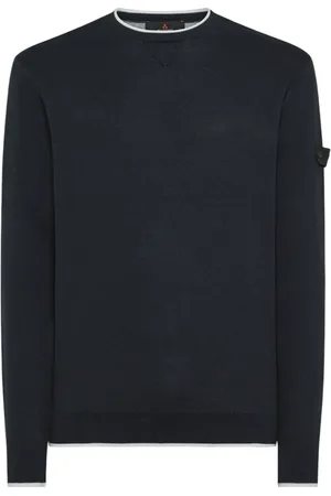 Peuterey Stickade tröjor & koftor, Herr, L, Bomull, Blå Sweatshirt Crew Neck Logo Label