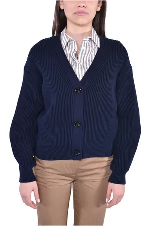 Max Mara Stickade tröjor & koftor, Dam, M, Bomull, Mjuk Bomull Ribbstickad Kofta