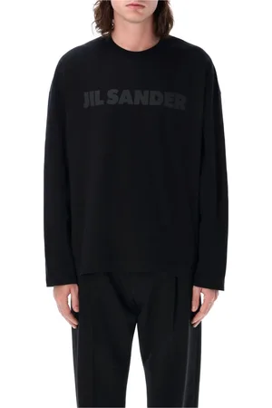 Jil Sander Topp, Herr, M, Bomull, Svart T-shirt med Logotyp Oversized Modell