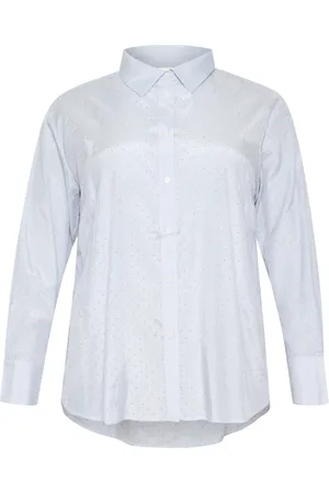 Kaffe Blusar & Skjortor , Dam, 7Xl, Blå/Vit Randig Skjortblus
