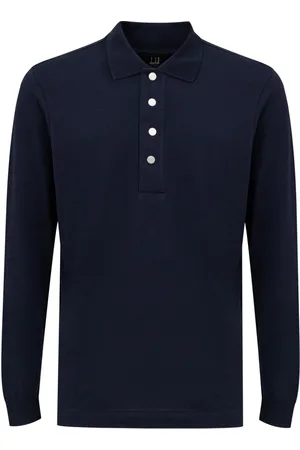 Dunhill Topp, Herr, M, Bomull, Blå Cashmere Långärmad Polo