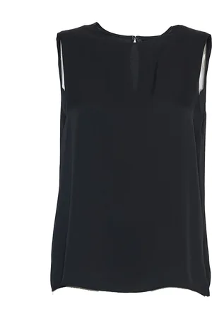 THEORY Topp, Dam, L, Svart Silk Georgette Shell Topp