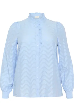 Kaffe Blusar & Skjortor , Dam, 3Xl, Elegant Skjortblus Soft Chambray