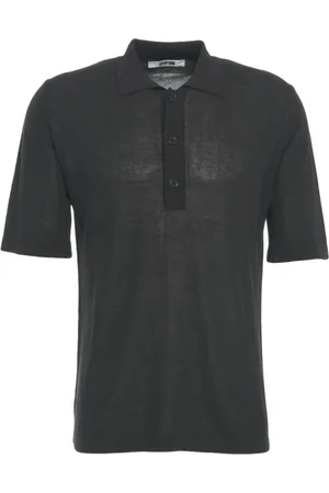 Mauro Grifoni Topp, Herr, M, Svart Stickad Polotröja Kort Ärm