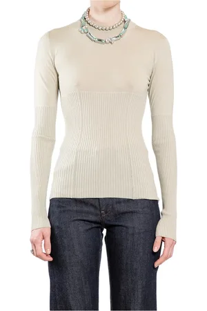 Jil Sander Stickade tröjor & koftor, Dam, 2Xs, Nylon, Korsettbylsad Ullstickad Tröja