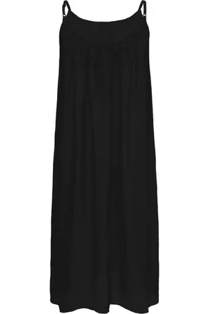 Kaffe Klänning, Dam, 6Xl, Polyester, Svart Klänning med Banddetalj