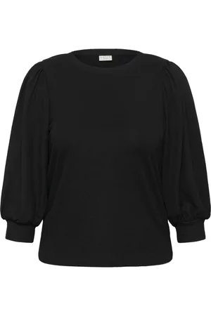Kaffe Blusar & Skjortor , Dam, XL, Svart Djup T-shirt med Puffärmar