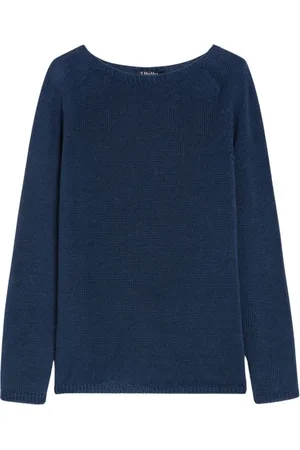 Max Mara Stickade tröjor & koftor, Dam, L, Linne, Linnelångärmad Jersey