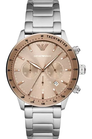 Emporio Armani Accessoarer, Herr, ONE Size, Klassisk Kronograf Stål Herrklocka