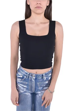 Max Mara Topp, Dam, XS, Polyester, Jacquard Crop Top med Square Neckline
