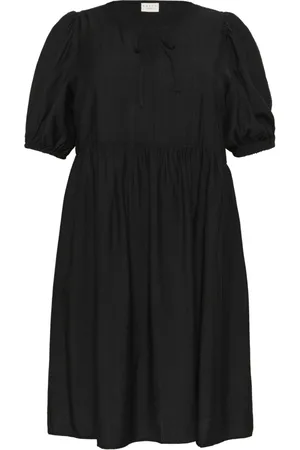 Kaffe Klänning, Dam, 2Xl, Feminin Klänning med Puffärmar och Volanger