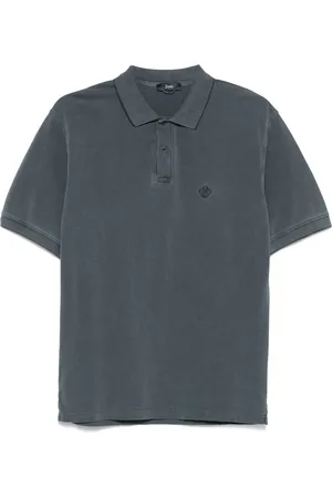 HERNO Topp, Herr, L, Bomull, Broderad Polotröja Blå-Grå