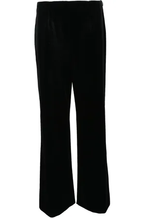 Serafini Byxor, Dam, S, Polyester, Sammet Klassisk Hög Midja Breda Ben Byxor