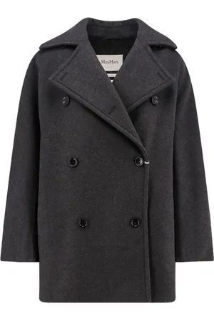 Max Mara Kappa, Dam, M, Kashmir, Grå Ull Kashmir Dubbelknäppt Kappa