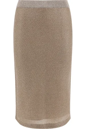 Tory Burch Kjol, Dam, L, Polyester, Lurex Ribbad Midja Midi Kjol