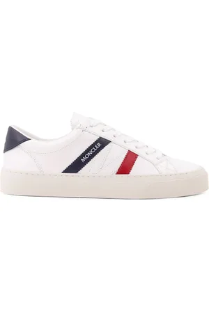 Moncler Skor, Herr, 40 EU, Läder, Vita Sneakers med Läder Logotyp Patch
