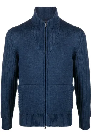 Paul & Shark Stickade tröjor & koftor, Herr, S, Blå Zip Cardigan för Män