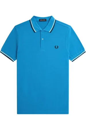 Fred Perry Topp, Herr, 2Xl, Bomull, Blå Randig Krage Polo Skjorta