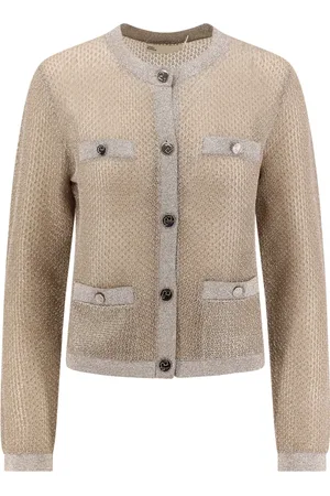 Tory Burch Stickade tröjor & koftor, Dam, M, Polyester, Metallknappstickad Tröja