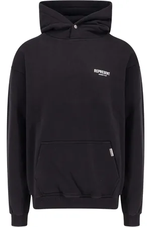 Represent Sweatshirts & Hoodies, Herr, L, Bomull, Svart Huva med tryckknapp