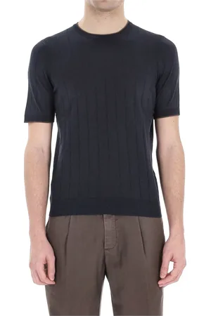 BARBA Stickade tröjor & koftor, Herr, XL, Blå Silke T-shirt och Polo