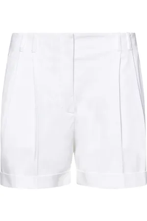 Max Mara Shorts, Dam, XS, Bomull, Vita Shorts med Hög Midja och Fickor