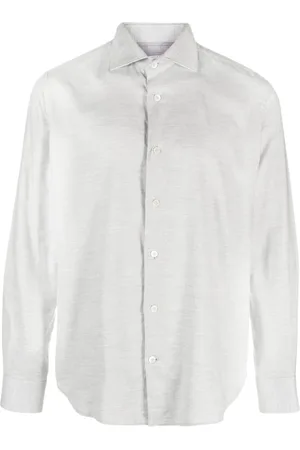 ELEVENTY Skjorta, Herr, 5Xl, Bomull, Elegant Grå Långärmad Dandy Skjorta