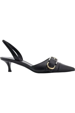 Givenchy Skor, Dam, 37 1/2 EU, Läder, Svarta klack sandaler läder spänne detalj