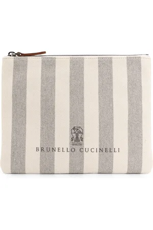 Brunello Cucinelli Väska, unisex, ONE Size, Bomull, Vita väskor med frontlogo dragkedja