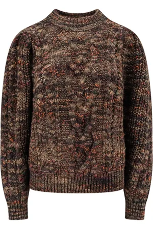 Isabel Marant Stickade tröjor & koftor, Dam, S, Brun Tröja Ribbad Krage Långärmad