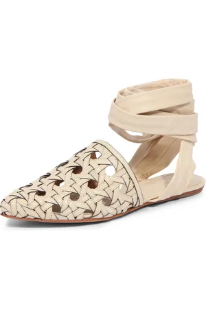 Tory Burch Skor, Dam, 38 EU, Basketweave Wrap Sandal i Cream