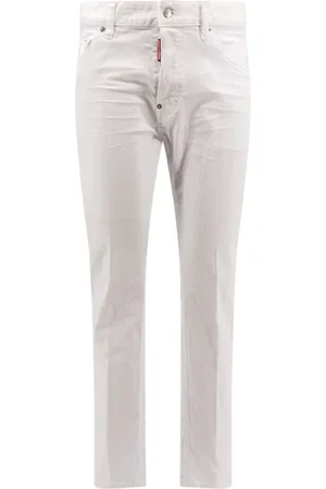 Dsquared2 Jeans, Herr, XS, Bomull, Vita Byxor Metallknappstängning Italien