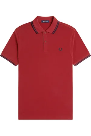 Fred Perry Topp, Herr, 2Xl, Bomull, Röd Pikétröja med Ikonisk Brodyr