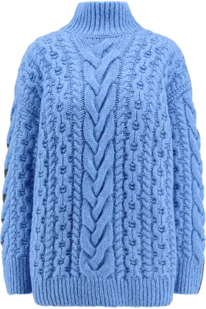 Stella McCartney Stickade tröjor & koftor, Dam, M, Blå Stickad Turtleneck Tröja Aw24