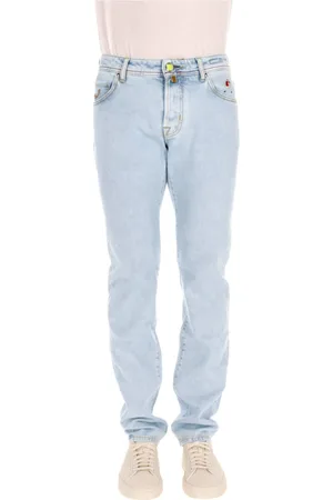 Jacob Cohen Jeans, Herr, W32, Läder, Denim Bard Fit Jeans Etikett Läder