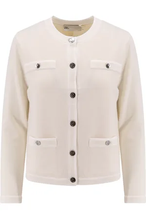 Tory Burch Stickade tröjor & koftor, Dam, S, Tröja med Ribbed Trim Fickor