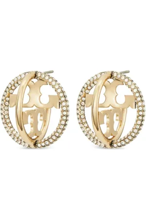 Tory Burch Accessoarer, Dam, ONE Size, Kristall Double T Motiv Örhängen