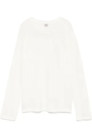 Baserange Stickade tröjor & koftor, Dam, S, Vit Crew Neck Sweater