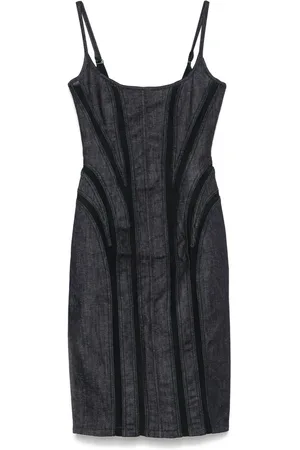 MUGLER Klänning, Dam, M, Indigo Blå Scoop Neck Klänning