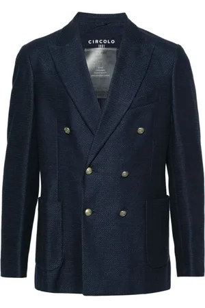 Circolo Jacka, Herr, L, Bomull, Blå bomulls-linneblandingsblazer